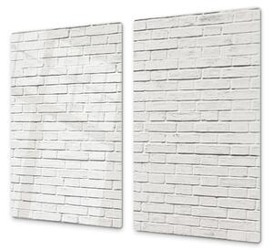 Ochranná deska bílá cihlová zeď - 50x70cm / Bez lepení na zeď