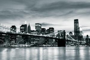 Postershop Fototapeta vliesová: Brooklyn Bridge (černobílý) - 184x254 cm