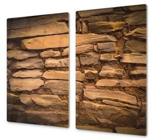 Ochranná deska hnědá zeď ze štípaného kamene - 52x60cm / Bez lepení na zeď