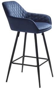 Modrá sametová barová židle Unique Furniture Milton 67 cm