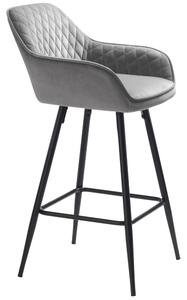 Šedá sametová barová židle Unique Furniture Milton 67 cm