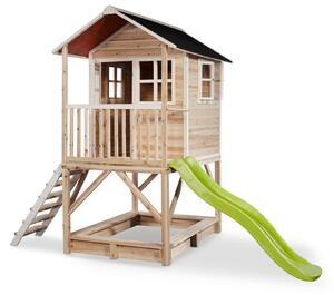 Drevko Dětský domeček se skluzavkou Loft 500 - přírodní