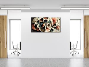 Obraz skleněný prvky kytice v moderním designu - 60 x 90 cm