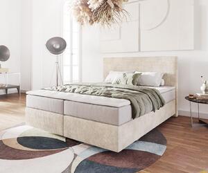 DELIFE Boxspring postel Dream-Well 160x200 cm manšestr béžová s taštičkovou pružinovou matrací a visco topperem
