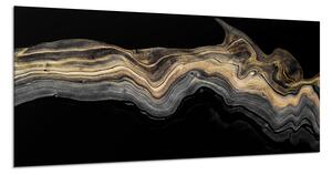 Obraz skleněný zlaté dřevo na černém pozadí - 100 x 150 cm
