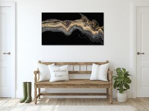 Obraz skleněný zlaté dřevo na černém pozadí - 30 x 60 cm