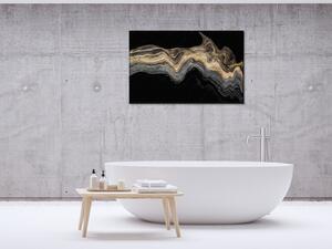 Obraz skleněný zlaté dřevo na černém pozadí - 30 x 60 cm