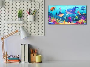 Nástěnné hodiny 30x60cm malovaný mořský svět - plexi