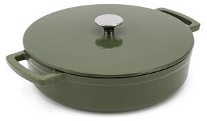Elmich Smaltovaný litinový nízký hrnec Ember 28 cm - olivově zelená
