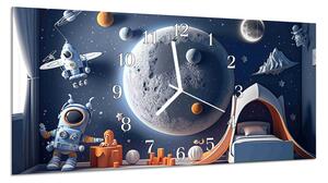 Nástěnné hodiny 30x60cm malované téma dětský vesmír - plexi