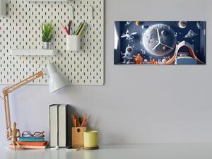 Nástěnné hodiny 30x60cm malované téma dětský vesmír - plexi