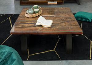 Konferenční stolek starožitné dřevo 100x100x42 hnědý lakovaný CITY #28