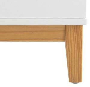 Noční stolek Barit (2x zásuvka, masiv, bílá, borovice)