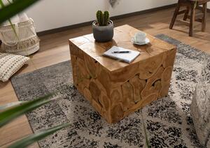 Konferenční stolek teakový kořen 60x60x45 přírodní lakovaný UNIKA #182