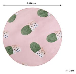 Kulatý koberec vzor kaktus ⌀ 120 cm růžový ELDIVAN