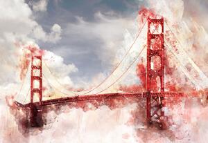Postershop Fototapeta vliesová: Golden Gate Bridge (malovaný) - 104x70,5 cm
