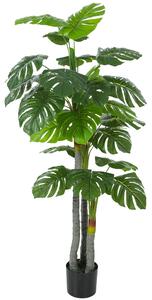 HOMCOM Umělá monstera 150 cm — realistický kmen a větve, 20 velkých listů, včetně květináče | Aosom