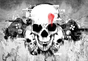 Postershop Fototapeta vliesová: Gamepad & Skull - 152,5x104 cm