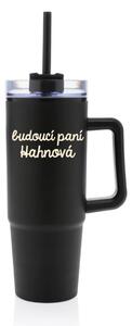 Personalizovaná cestovní termoska s průhledným víčkem - budoucí paní