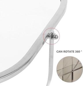 Otočný kosmetický zrcátko – zrcátko na toaletní stolek – pro rychlé osvěžení – stabilní základna – výška 31,5 cm – stříbrná barva