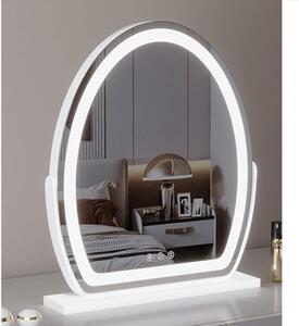 Zrcadlo s LED osvětlením – Zrcadlo s podsvícením – Ideální pro líčení – 3 barevné režimy – 60 x 72 cm – Bílé