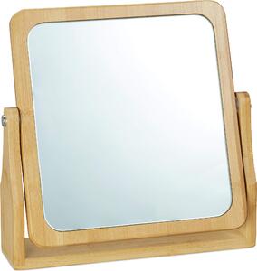 Kosmetické zrcadlo - otočné o 360° - čtverec - HBD - 27x26,5x7 cm - Stolní zrcadlo - stojací - rám z bambusu - přírodní