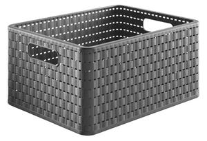 Tmavě šedý úložný košík z recyklovaného plastu Country - Rotho