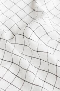 Magic Linen Lněné prostěradlo Charcoal grid 160x200x23cm