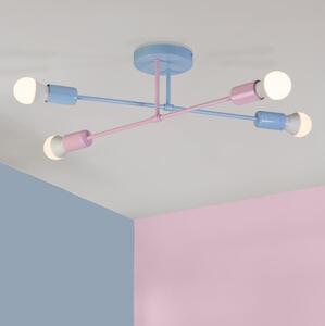 Přisazený lustr CAMBRIDGE 4xE27/15W/230V modrá/růžová