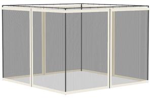 Outsunny Mosquito Nets for Gazebo/Canopy/Pavilion 3 x 3 m - Set of 4 Zippered Panels + Attachment Hooks - Polyester/Nylon | Aosom