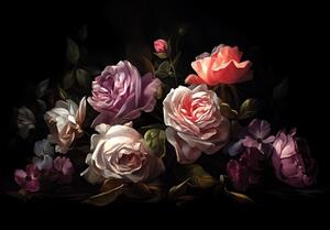 Postershop Fototapeta vliesová: Art painting flowers roses - 208x146 cm