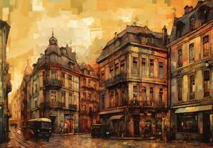 Postershop Fototapeta vliesová: City architecture oil-colours painting - 208x146 cm