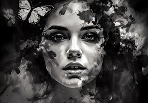 Postershop Fototapeta vliesová: Art watercolour woman butterfly (2) - 208x146 cm