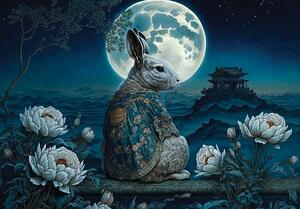 Postershop Fototapety vliesové: Art Orient rabbit moon - 254x184 cm