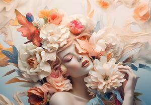 Postershop Fototapeta vliesová: Woman flowers pastel elegance - 208x146 cm