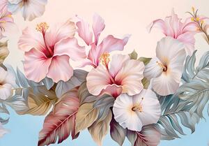 Postershop Fototapeta vliesová: Nature flowers hibiscus painting - 208x146 cm