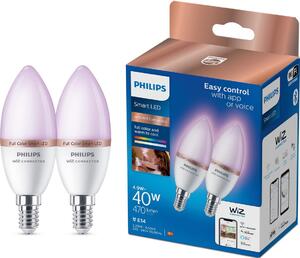 SADA 2x LED RGB Stmívatelná žárovka Philips SMART C37 E14/4,9W/230V 2200-6500K