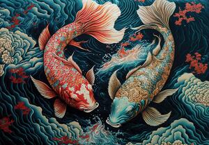 Postershop Fototapeta vliesová: Art koi carps ocean - 208x146 cm
