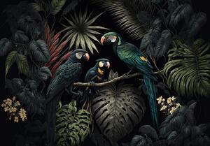 Postershop Fototapeta vliesová: Nature jungle parrots leaves - 208x146 cm