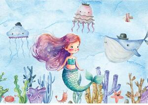 Postershop Fototapeta vliesová: For kids mermaid watercolour (1) - 208x146 cm