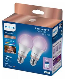 SADA 2x LED Stmívatelná žárovka Philips SMART A60 E27/8,5W/230V 2200-6500K