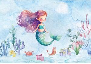 Postershop Fototapeta vliesová: For kids mermaid watercolour - 208x146 cm
