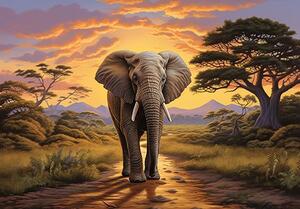 Postershop Fototapeta vliesová: Animals Elephant Safari - 208x146 cm