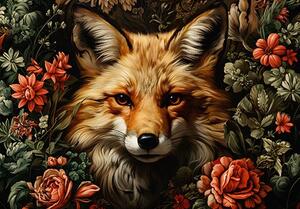 Postershop Fototapeta vliesová: Fox Flowers - 208x146 cm