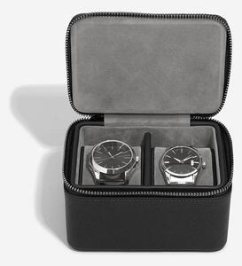 Stackers, Pánská cestovní šperkovnice na hodinky Black Pebble Large Zipped Watch Box | černá