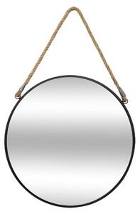 Zrcadlo - Kulaté - Kovové - S lankem - Průměr 37 cm - Černé