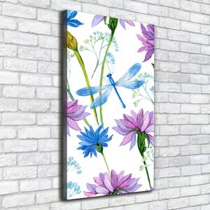 Vertikální Foto obraz na plátně Květiny a vážky ocv-98370338
