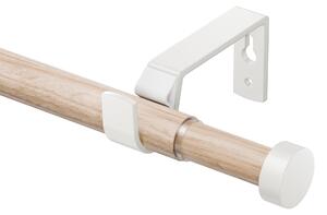 Dřevěné závěsové tyče pro závěsy s oky – 70-350 cm – Výsuvná závěsná tyč o průměru 19 mm s bílým povrchem – Vhodné do kuchyně