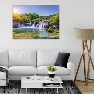 Postershop Obraz na plátně: Lanscape nature waterfall forest - 100x75 cm