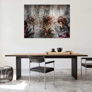 Postershop Obraz na plátně: Structure flowers concrete wall - 100x75 cm